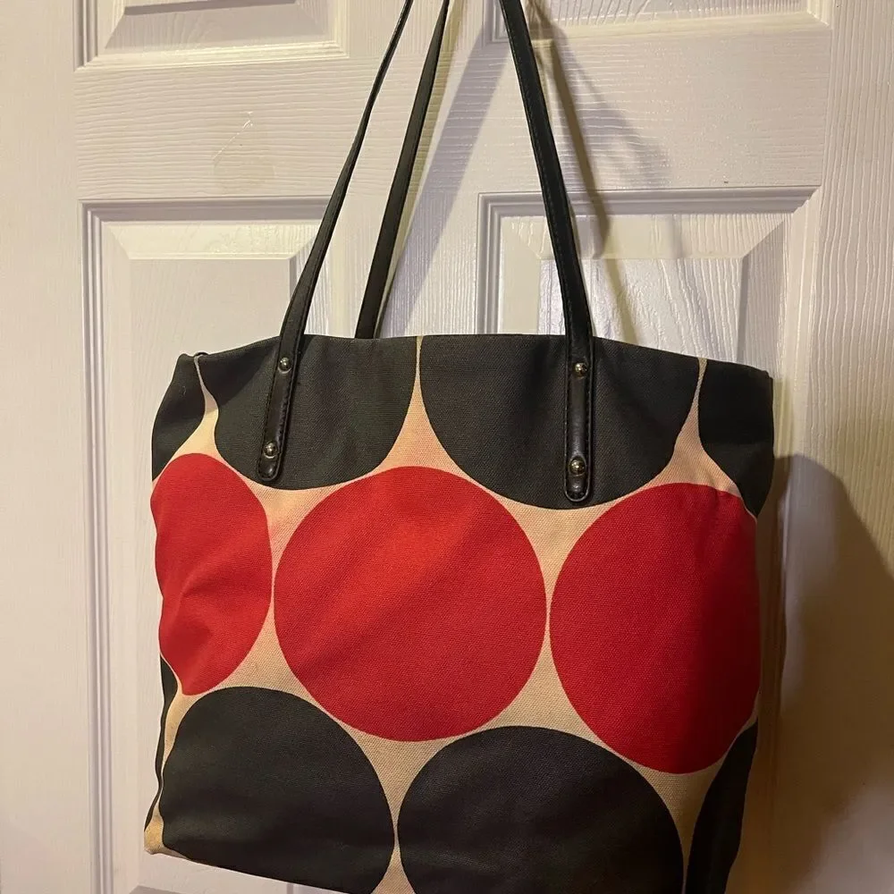 Kate Spade Bon Shopper Baby Bag, Tote, Deborah Dot Red Black & beige canvas